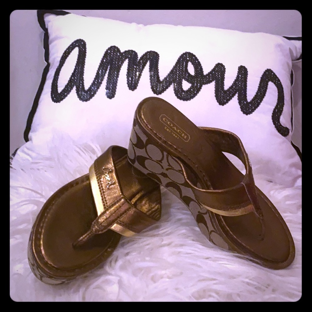 Coach monogram wedge sandal